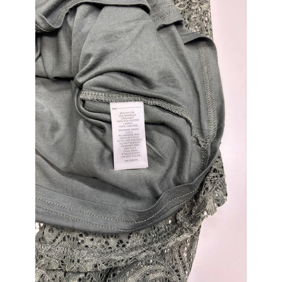 Cable & Gauge Blouse Womens Small Green Crochet Lace Boho High Neck New - Picture 4 of 7